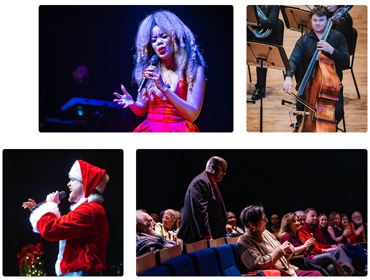 Collage of performances and audience moments